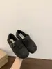 Zapatos Birkenstock con forro de felpa para mujer, invierno, grises, zapatos individuales, nuevo estilo, versión coreana, zapatos de algodón cálidos, zapatos peludos, mocasines de suela gruesa que aumentan la altura