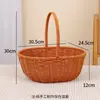 Cesta Creativa Tejida a Mano de Mimbre Sintético Cesta de Frutas Cesta de Almacenamiento Cesta con Asa de Mimbre Bolso Tejido Cesta de Flores Cesta de Verduras Recolección de Huevos