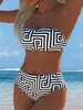 Traje de Baño Bikini Dividido Bandeau Estampado Europeo y Americano Verano 2027 Cintura Alta Adelgazante Ropa de Baño Bikini para Vacaciones en la Playa