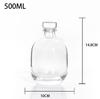 Botella Dispensadora de Bebidas Transparente Esmerilada Sellada para Almacenamiento de Vino Botella para Vino de Frutas Casero Botella para Vino Blanco Botella de Vidrio con Corcho para Remojar Vino
