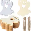 Piezas de Madera en Blanco Sin Terminar Decoración de Halloween Colgante Juguetes DIY para Niños Fiesta Festiva