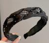 B133-2 Diadema Trenzada de Satín con Diamantes Negra Celebridad de Internet Elegante Diadema de Ala Ancha Accesorios para el Cabello de Cráneo Alto Venta al por Mayor Transfronteriza