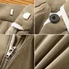 Pantalones Casuales de Poliéster tipo Lino de Lujo para Hombre, Cintura Media, Delgados de Verano Nuevo Estilo, Transpirables, Anti-Arrugas, Elásticos de Pierna Recta para Hombre