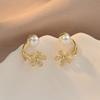 Pendientes de flor de perla de circonita con microincrustaciones, elegantes, pequeños y frescos, con diseño de nicho de gran venta transfronteriza.