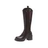 First Encounter Coleção Outono/Inverno 2026 Novas Botas Femininas Salto Bloco Botas Emagrecedoras Cano Alto Solado Grosso Botas Petite Rider