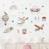 Br93958 Dibujo Animado Nave Espacial Globo Aerostático Avión Pegatina de Pared Autoadhesiva Decoración para Sala de Estar Dormitorio Habitación Infantil
