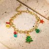 Collar de Navidad para Mujer Pendientes de Acero de Titanio de Alto Sentido Colgante de Trineo y Reno Adornos de Árbol de Navidad de Moda Pulsera de Navidad