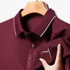 Camisa Polo para Hombre para Papá, Nuevo Estilo Verano 2026, Cuello Camisero, Bolsillo Real, Estampada, Casual, Transpirable, Camiseta de Manga Corta para Hombre