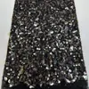 Base de malla dorada, tela bordada con lentejuelas multicolor, adecuada para vestidos, tela de malla transparente y brillante