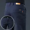 Pantalones Casuales de Algodón Puro para Hombre Otoño Modernos Versátiles Ajustados Rectos Elásticos Pantalones de Vestir Invierno