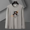 Fabricante Directo Primavera y Otoño Nuevo de Moda Cuello Redondo Hombre Tallas Grandes Tops de Moda Manga Larga Versátil t Ropa de Otoño t Camisas de Hombre