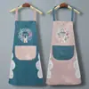 Avental de Cozinha Coelho Floral, Pendurado no Pescoço, Impermeável, à Prova de Óleo, Limpeza com Pano, Avental Feminino de Alta Qualidade, Atacado do Fabricante, com Estampa