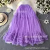 Falda Vestido de Baile Falda Abullonada 2026 Nueva Cintura Elástica Malla Volante Dobladillo Extra Grande Falda de Pastel en Capas para Mujer
