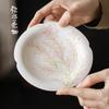 Vaso de Porcelana Branca Mi Yan com Flor de Glicínia Pintada à Mão Suporte Cerâmico Feito à Mão Prato Bolha Seca Enrolada Mesa de Chá Pequena Doméstica Prato de Lanche Estilo Japonês Prato