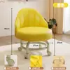 Taburete Giratorio con Ruedas, Taburete Bajo con Respaldo, Taburete para Cambiar Zapatos en Casa, Silla Infantil, Taburete Redondo para Sala de Estar, Banco Blando Acolchado