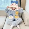 Pijama para Niños Otoño e Invierno Franela Engrosada Coral Fleece 2026 Nuevo Conjunto de Ropa de Casa para Niños Bebé Niño