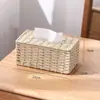 Caja de Extracción de Servilletas de Papel Tejido de Mimbre Artificial Hecha a Mano para Cajón Caja de Pañuelos para Baño de B&B Caja de Almacenamiento de Papel a Prueba de Polvo