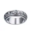 Anillo dominante creativo de plata tailandesa negro retro mantra de seis palabras moneda giratoria anillo decoración anillo giratorio de doble capa