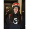 Sudadera con Capucha de Diseño Estilo Coreano con Estampado Interesante para Mujer en Otoño e Invierno Aspecto Holgado Adelgazante Forro Polar Engrosado Versátil Tops de Pareja