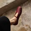 Zapatos planos retro de cuero genuino para comercio exterior transfronterizo, zapatos Mary Jane cuadrados de piel de vaca lavada suave y poco profundos, zapatos casuales para mujer