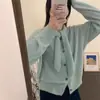 Suéter de Tricô Liso Simples Versátil Macio Confortável Moda Estiloso Design de Botão Único Manga Longa Malha Top para Mulheres