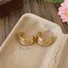 Brincos redondos plissados de zircônia super brilhantes, um acessório de moda luxuoso e de alta qualidade, primorosamente desenhados, versáteis e uma peça de joalheria única