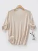 Verão Gaze Washi Linho Decote V Manga Curta Feminino Respirável Amigo da Pele Solto Emagrecedor Francês Suave Commute Temperamento Blusa