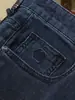 Jeans de alta gama para hombre para primavera y verano, corte slim recto, azul oscuro, pantalones de mezclilla elásticos para negocios casuales