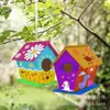 Amazon Nido de Pájaro de Madera DIY para Niños Casa de Pájaros Ensamblada para Niños Pintura Casa de Pájaros Pintada Jaula Kit de Manualidades de Arte de Madera