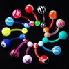 Anillo para ombligo de acrílico multicolor mixto transfronterizo europeo y americano, piercing para ombligo con barra suave UV color caramelo, joyería AliExpress