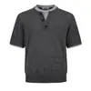 Camiseta de Verano Cleanfit Transpirable con Cuello Henley de Lana Falsa de Dos Piezas Tejida de Manga Corta para Hombre y Mujer de Lujo Ligero