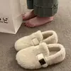 Zapatos peludos sencillos y elegantes para mujer, perfectos para usar en exteriores, nueva colección otoño/invierno 2026, Mary Janes de algodón sin cordones, mocasines y zapatos planos