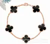 Pulseira de trevo de quatro folhas e cinco flores, versão em molde de aço, ouro V, padrão de flor padrão, não ultrafina, banho de ouro 18k espesso, luxo leve, transmissão ao vivo