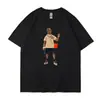 Camiseta Masculina de Manga Curta com Gola Redonda Estampa de Personagem de Rap Periférico Marca de Rua Nova Primavera/Verão/Outono/Inverno 2024