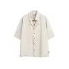 Camisa de Verano Estilo Raya Diabla Falsa de Dos Piezas Retro para Hombre de Manga Corta Moda Algodón y Lino Cs09147