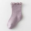 Meias de tubo médio para meninas Primavera e Outono Borda de orelha de madeira Meias finas para recém-nascidos Primavera e outono Boca solta Pernas não apertadas