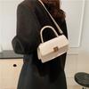 Bolso de mano retro texturizado para mujer, de color liso, sencillo, pequeño, cuadrado, moderno, con cierre, tipo bandolera, 2024