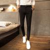 Calças Cropped Masculinas de Verão Estilo Coreano Slim Calças Sociais Masculinas Modernas Versátil High-End Calças Longas Casuais Estilosas Masculinas
