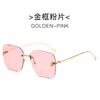 2024 Nuevas gafas de sol sin marco con letra F, gafas de sol retro con montura cuadrada, moda femenina, metal, venta al por mayor transfronteriza europea y americana