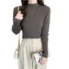 Suéter Delgado de Media Cuello de Tortuga de Manga Larga Ajustado para Primavera y Otoño Suéter Interior Corto Ajustado para Otoño e Invierno Camisa Base para Mujer