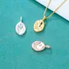 Plata Esterlina S925 Chapado en Oro Ins Colgante Oval Irregular Brillante para Pulsera de Cristal DIY Collar Cadena para Clavícula Colgante