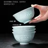 Conjunto de Louças de Porcelana Jingdezhen Yingqing Linglong Cerâmica Colorida de Alta Temperatura Sob Esmalte Tigelas e Pratos de Argila Branca Alta para Uso Doméstico