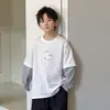 Ropa Infantil 2026 Otoño Nueva Camiseta de Manga Larga Falsa de Dos Piezas para Niños, Estilo Coreano, Elegante, Holgada Casual de Moda para Niños Mayores