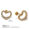 Moda Cruzada Europeia e Americana Luxo Acessível Brincos de Coração Dourado com Diamante Aço Inoxidável Banhado a Ouro 18K Brincos com Design Vazado para Mulheres