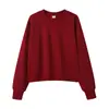Uniforme deportivo color vino para estudiantes universitarios, playera de equipo corta, playera cultural, sudadera de cuello redondo de algodón puro, hecha a medida para mujeres