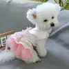 PETCIRCLE Ropa para Mascotas para Perros Pequeños y Cachorros, Linda Falda Tutú de Malla Multicapa, Falda de Gasa Color Melocotón Blanco