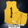 Conjunto Esportivo Masculino Calça de Corrida ao Ar Livre Fitness Verão Basquete Treinamento Secagem Rápida Regata Sem Mangas Roupa de Fitness para Corrida Noturna