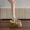 Sapatos de Algodão com Solado Grosso Quente Inverno Novo Estilo Fashion Versátil Plus Veludo Espessado Pelo Birkenstock Botas de Neve Femininas
