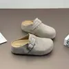 Chinelos Birkenstock para Mulheres 2026 Novo Modelo para Grávidas, Slip-On Sola Macia Largos Meio-Mules Fechados na Ponta com Solas Grossas