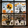 Pegatinas Estáticas para Ventana 'Feliz Halloween' Transfronterizas Silueta Luna Bruja Árbol Muerto Espantapájaros